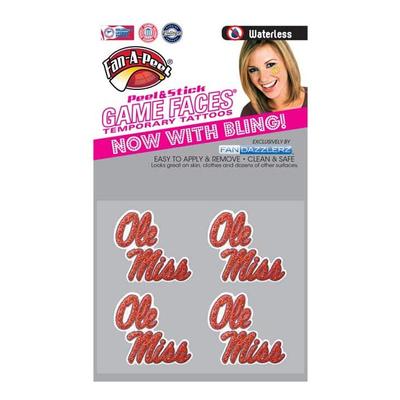 SCRIPT OLE MISS DAZZLER TATTOO RED