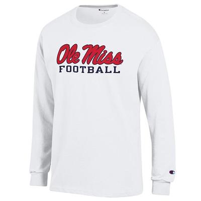 LS OLE MISS FOOTBALL TEE SHIRT WHITE