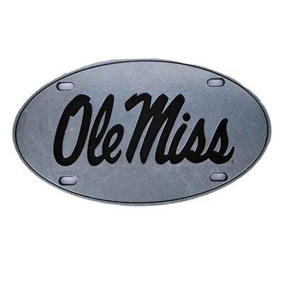OLE MISS OVAL LICENSE PLATE PEWTER