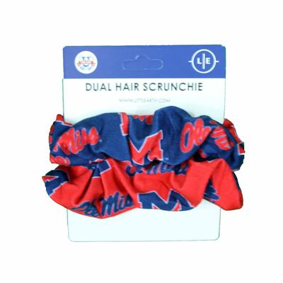 OLE MISS DUAL HAIR SCRUNCHIE PACK NAVY_RED