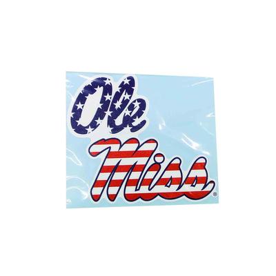 3IN STACKED OLE MISS AMERICAN FLAG DECAL MULTI