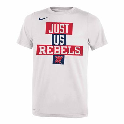 BOYS BENCH JUST US REBELS LEGEND TEE WHITE