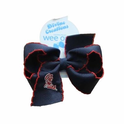 MEDIUM OLE MISS GAME DAY EMBROIDERED BOW NAVY_RED