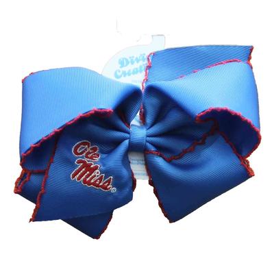 KING OLE MISS GAME DAY EMBROIDERED BOW POWDERBLUE_RED