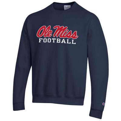 OLE MISS SCRIPT FOOTBALL POWERBLEND FLEECE CREW MIDNIGHT_NAVY