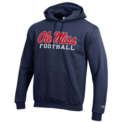 OLE MISS SCRIPT FOOTBALL POWERBLEND FLEECE HOOD MIDNIGHT_NAVY