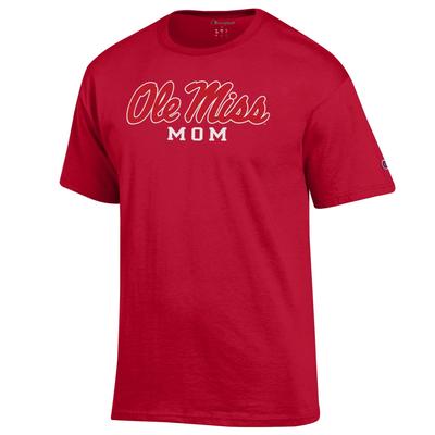 SS SCRIPT OLE MISS MOM BASIC TEE RED