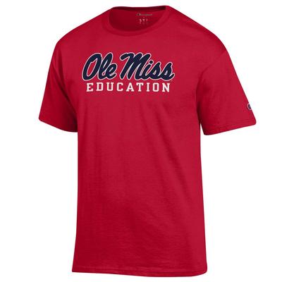 SCRIPT OLE MISS EDUCATION SS BASIC TEE SCARLET