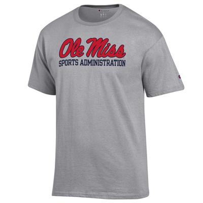 CLEARANCE SS SCRIPT OLE MISS SPORTS ADMINISTRATION BASIC TEE OXFORD_GREY