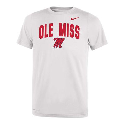 OLE MISS NIKE YOUTH DRI-FIT LEGEND 2.0 SS TEE WHITE
