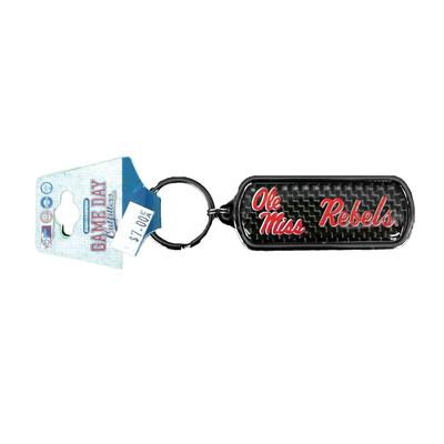 OLE MISS REBELS OBLONG CARBON FIBER KEYCHAIN CARBON_FIBER