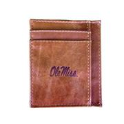 OLE MISS TAN LEATHER EMBOSSED FRONT POCKET WALLET