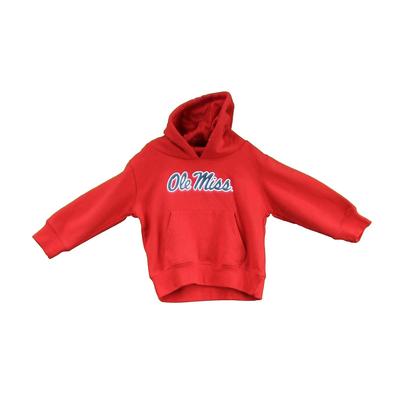 SCRIPT OLE MISS TODDLER HOODED FLEECE TOP RED