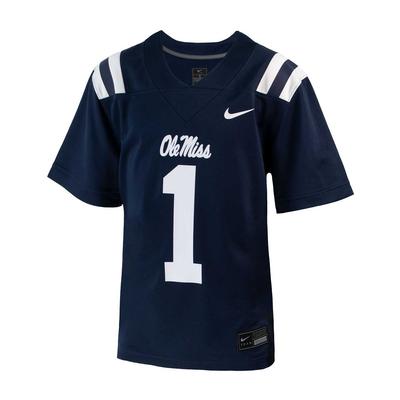 YOUTH OLE MISS NO 1 FOOTBALL JERSEY NAVY