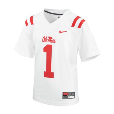YOUTH OLE MISS NO 1 FOOTBALL JERSEY WHITE