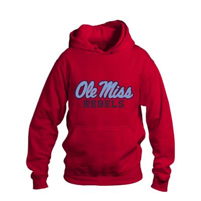 CLEARANCE SCRIPT OLE MISS REBELS YOUTH HOOD SWEATSHIRT RED