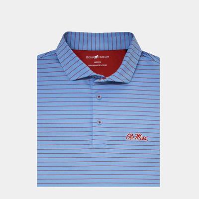 OLE MISS STRETCH STRIPE POLO ICE_BLUE_RED