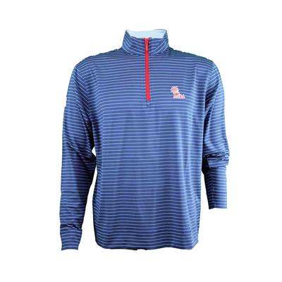 OLE MISS STRIPE QTR ZIP PULLOVER NAVY_ICE_BLUE