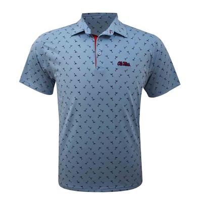 OLE MISS BAMBOO CHARCOAL MANHATTAN POLO ICE_BLUE
