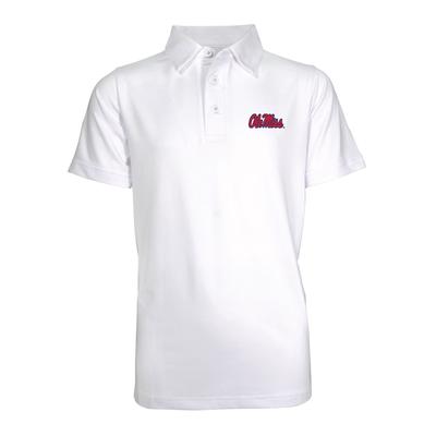 OLE MISS BLAKE SOLID PERFORMANCE SS POLO WHITE