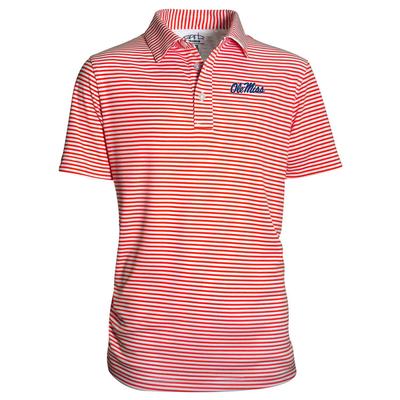YOUTH CARSON POLY STRIPE POLO RED