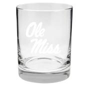 14 OZ OLE MISS ETCHED ROCK GLASS
