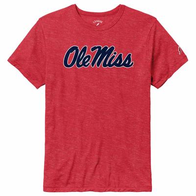 OLE MISS SHORT SLEEVE VICTORY FALLS TEE HEATHER_TRUE_RED