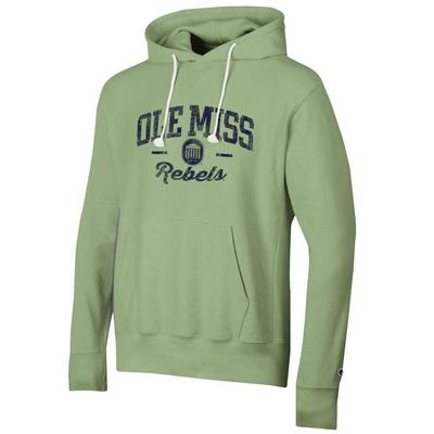 CLEARANCE OLE MISS REBELS MEN’S VINTAGE WASH REVERSE WEAVE RAGLAN HOOD BASIL_GREEN