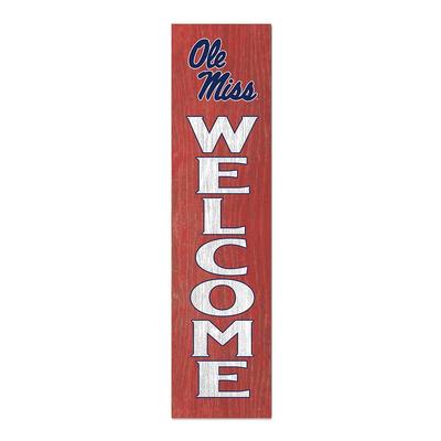 OLE MISS WELCOME 12X48 LEANER WOOD SIGN RED