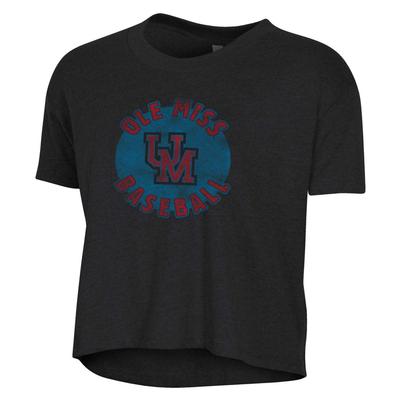 OLE MISS HEADLINER CROP TEE BLACK