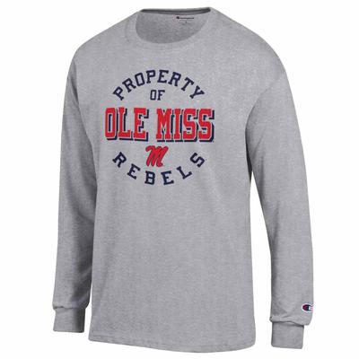 PROPERTY OF OLE MISS REBELS JERSEY LONG SLEEVE TEE OXFORD_GREY