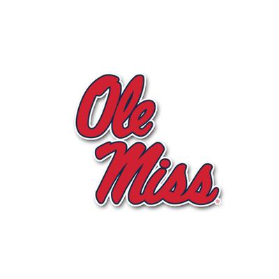 6IN OLE MISS STACKED DECAL RED