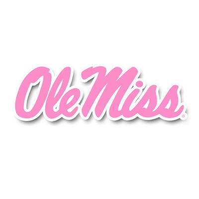 6IN SCRIPT OLE MISS DECAL PINK