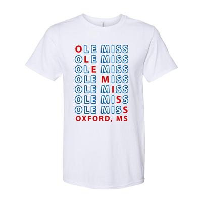 OLE MISS STACKED REPEAT TEE WHITE
