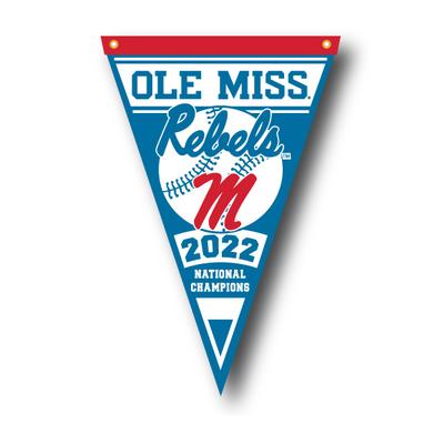 OLE MISS CWS CHAMPIONS 12X30 PENNANT LT_BLUE