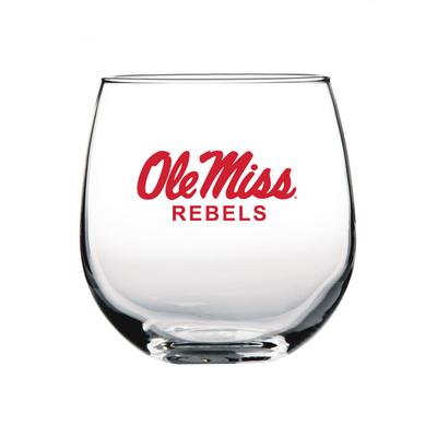 OLE MISS REBELS STEMLESS RED WINE GLASS CLEAR