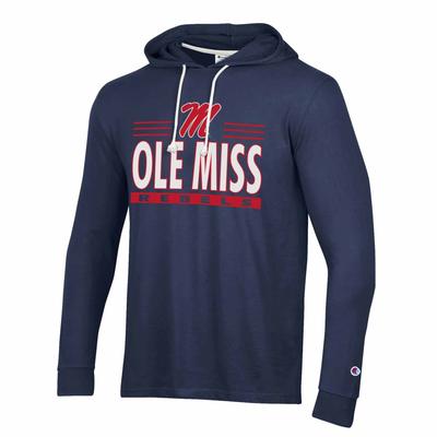 OLE MISS REBELS MEN’S VINTAGE WASH JERSEY LONG SLEEVE HOODIE NAVY