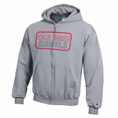OLE MISS REBELS ROUNDED BOX POWERBLEND FULL ZIP HOOD HEATHER_GRAY