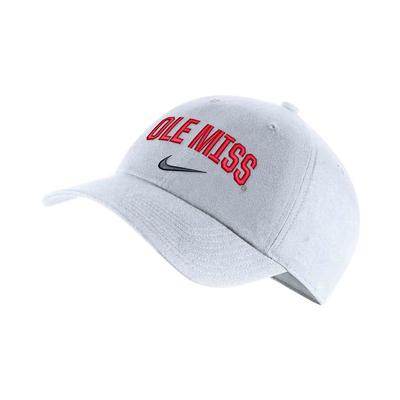 OLE MISS H8C ARCH  ADJUSTABLE CAP WHITE