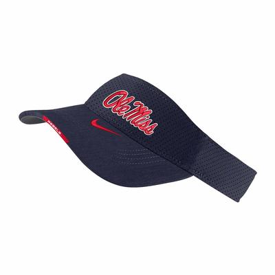 OLE MISS NIKE SIDELINE DRI FIT VISOR NAVY