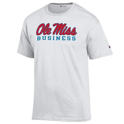 CLEARANCE SCRIPT OLE MISS BUSINESS SS TEE WHITE