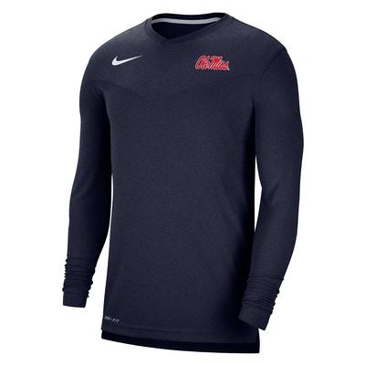 CLEARANCE OLE MISS NIKE UV COACH LS TEE NAVY