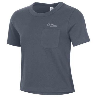 OLE MISS HEAVYWEIGHT RECYCLED POCKET CROP SS TEE OMBRE_BLUE
