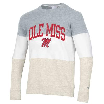 OLE MISS MTO SUPER FAN COLOR BLOCKED CREW