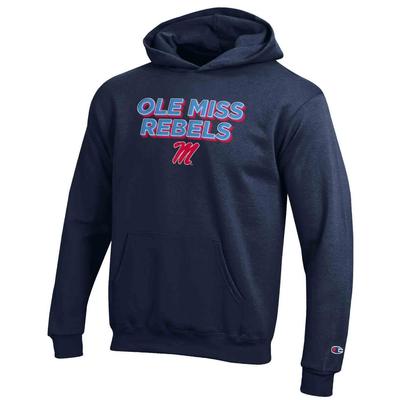 OLE MISS REBELS SCRIPT M POWERBLEND HOOD NAVY