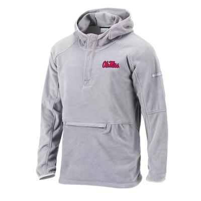 SCRIPT OLE MISS BASIN TRAIL HALF SNAP FLEECE HOODIE COOL_GREY