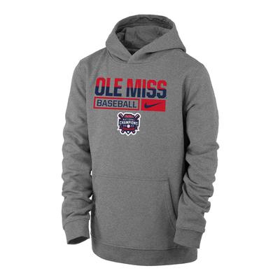 YOUTH OLE MISS BASEBALL CWS CHAMPIONS HOOD DARK_HEATHER