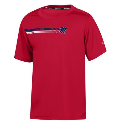 YOUTH MTO SS OLE MISS POLY TEE RED