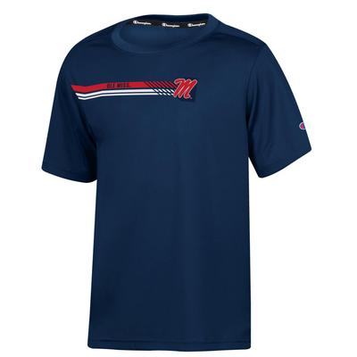 OLE MISS SCRIPT M STADIUM COLLECTION POLY TEE NAVY