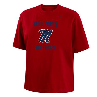 SS OLE MISS COTTON BOXY TEE RED